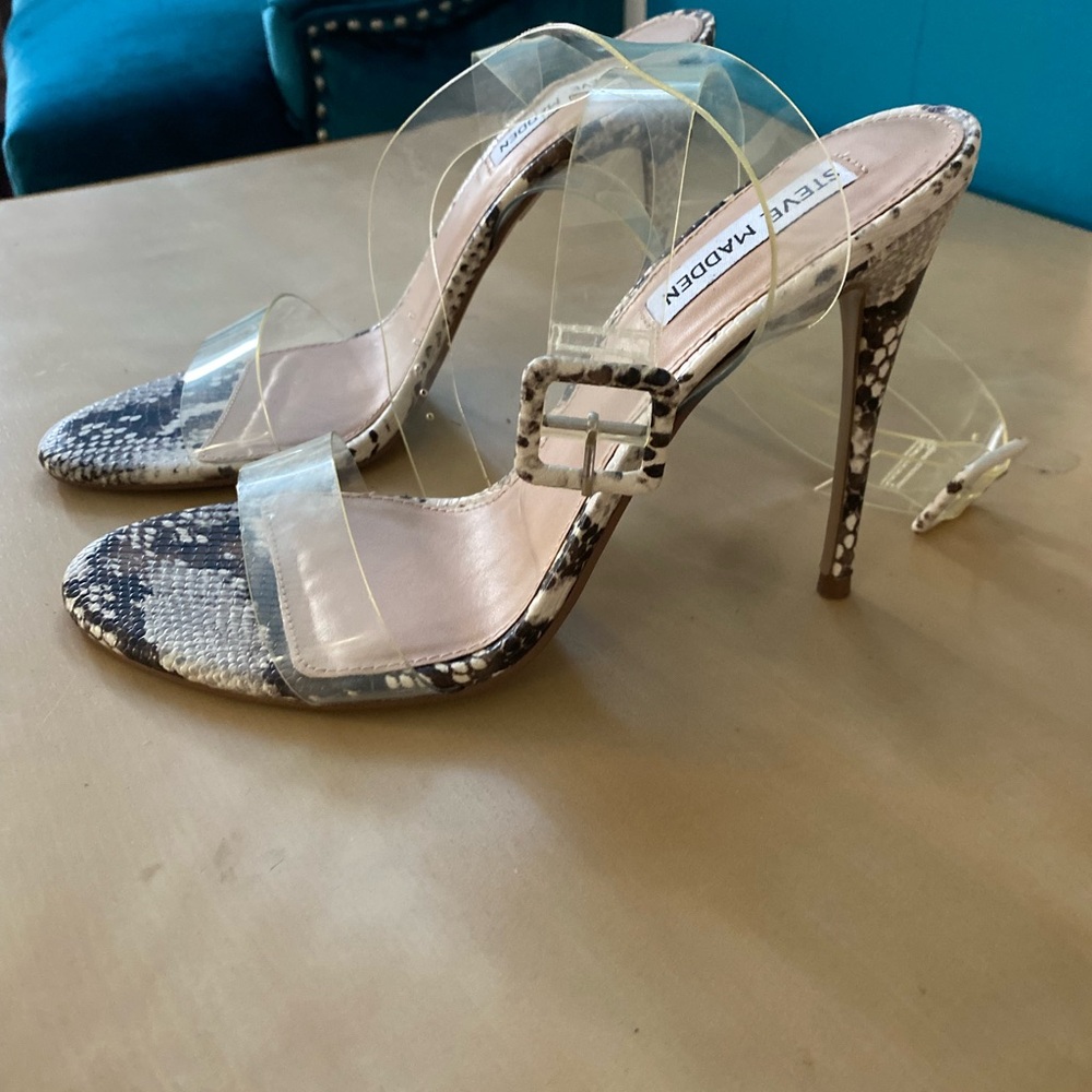 Steve Madden Snakeskin and Clear Heels